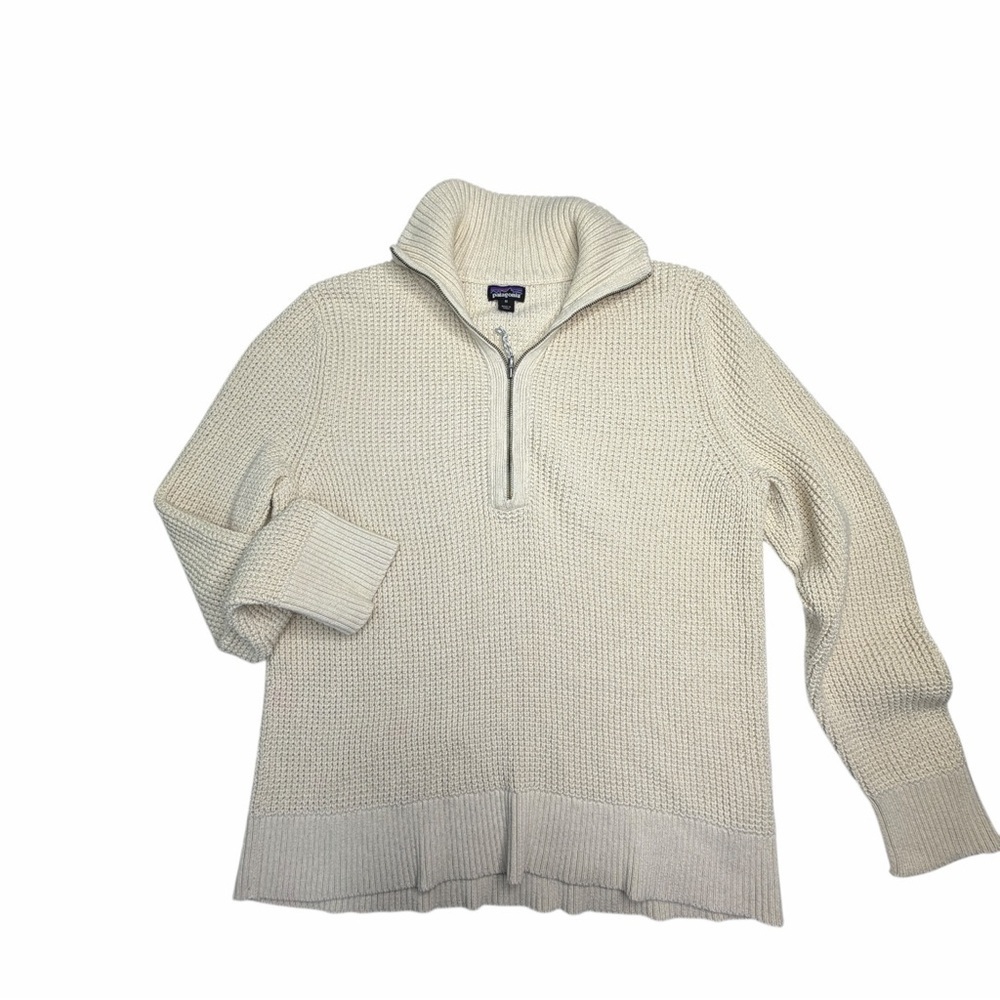 Patagonia Organic blend Cream Knit Sweater quarter zip medium‎